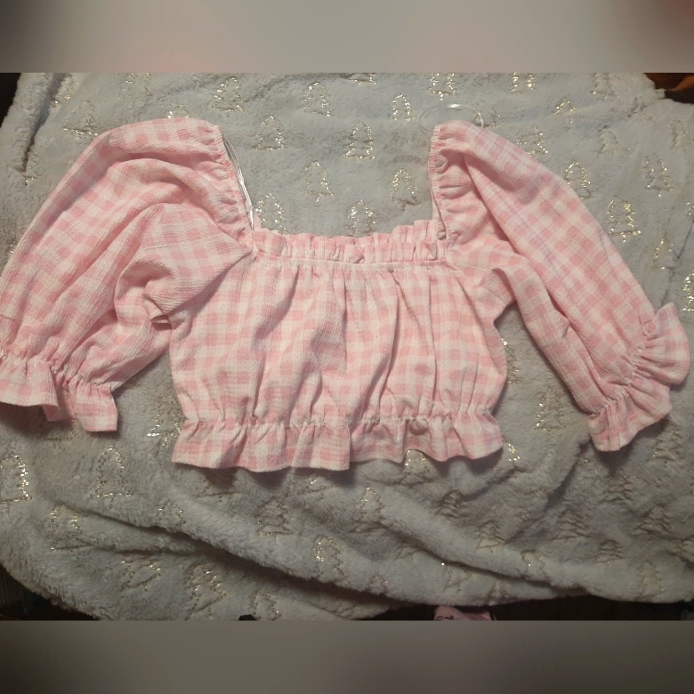 Pink Gingham Vero Moda Crop Top